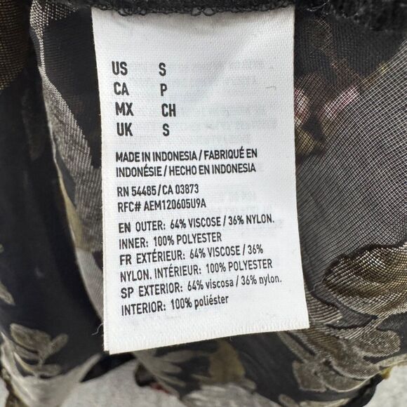 American Eagle Dress Women S Black Velvet Rose Floral Burn Out Slip V-Neck Sheer - Picture 12 of 13